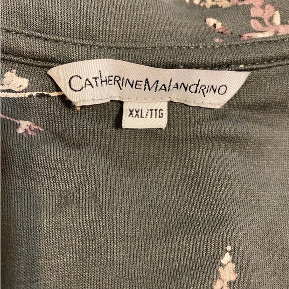CATHERINE MALANDRINO Green Abstract Floral Long Sleeved Top!!! - Picture 4 of 10